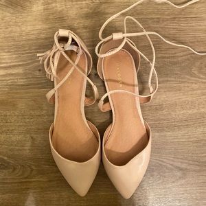 Halogen Blush Flats w/ Ankle Ties-never worn